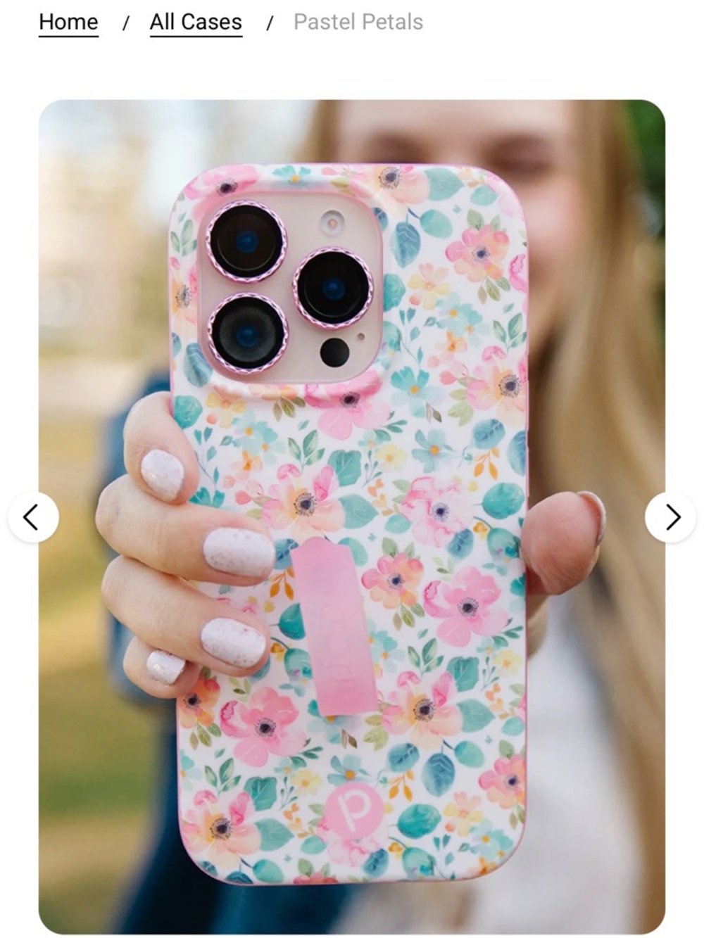 Loopy Case - 16 Pro Max - Pastel Floral Phone Case with Pink Grip (Lefty grip) - Picture 5 of 6